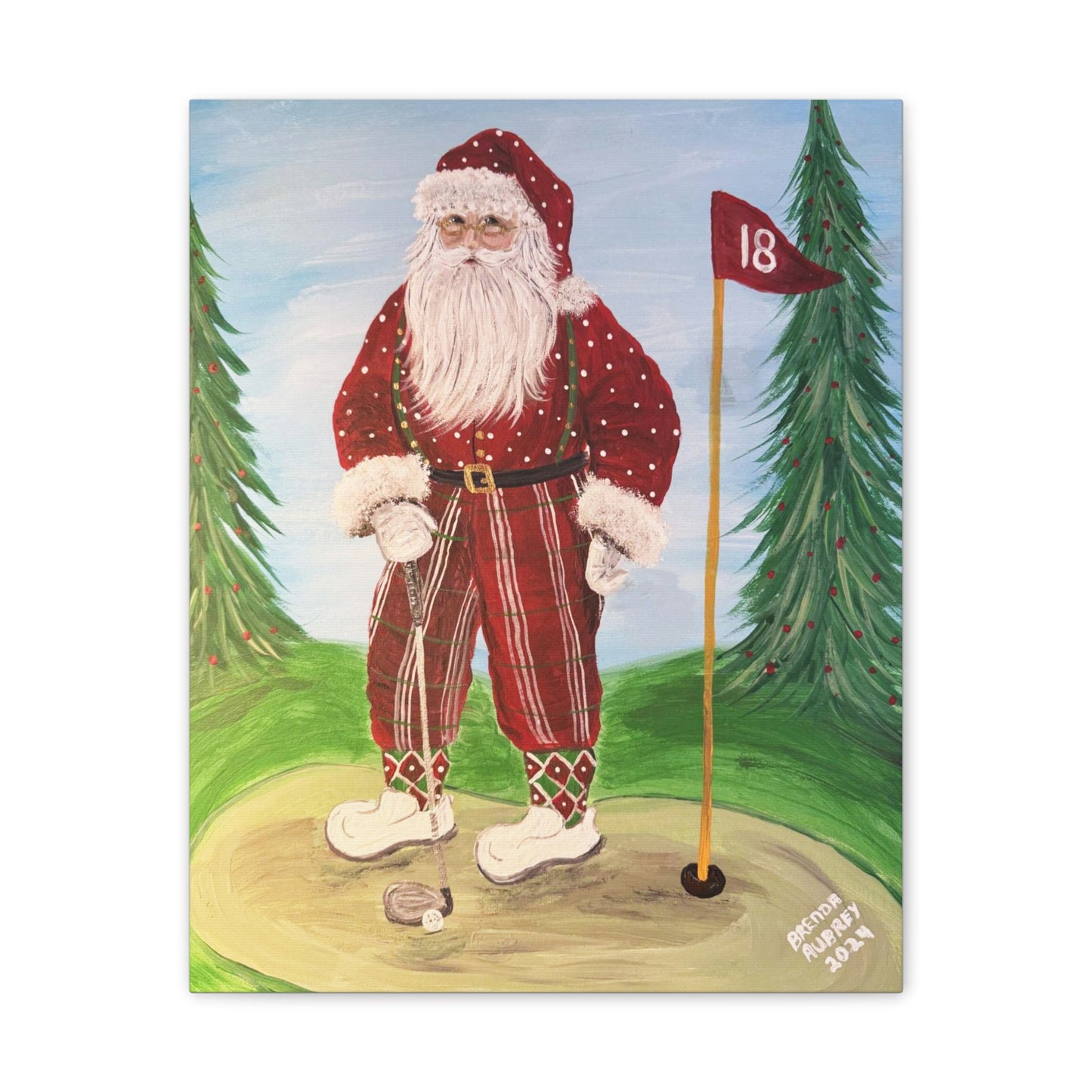 2024 Golfing Santa Canvas Art