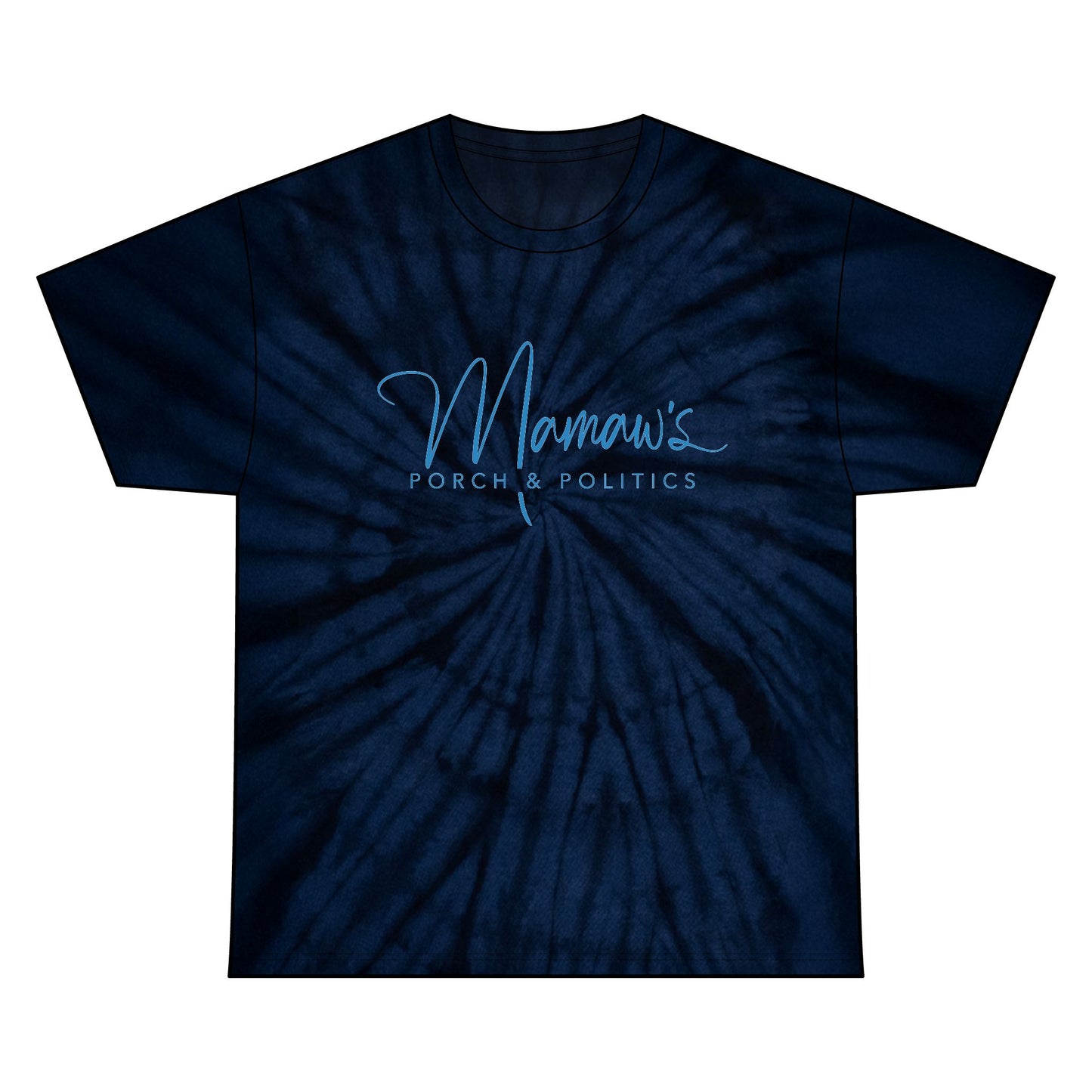 "Stay Salty" Mamaw's Porch N' Politics Navy Tie Dye Graphic Tee, Unisex Cotton Shirt