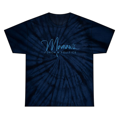 "Stay Salty" Mamaw's Porch N' Politics Navy Tie Dye Graphic Tee, Unisex Cotton Shirt