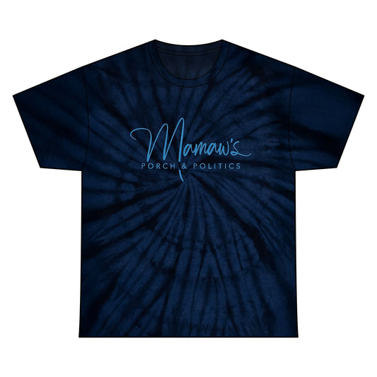 "Stay Salty" Mamaw's Porch N' Politics Navy Tie Dye Graphic Tee, Unisex Cotton Shirt