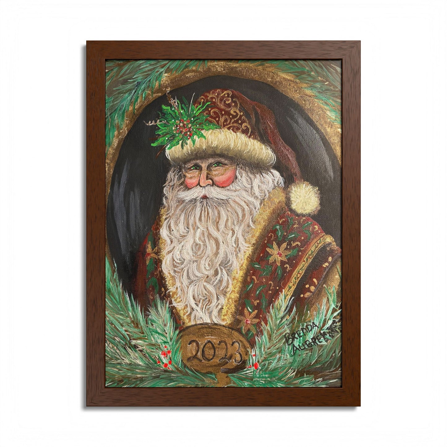 2023 VINTAGE BROWN SANTA (Framed Print)