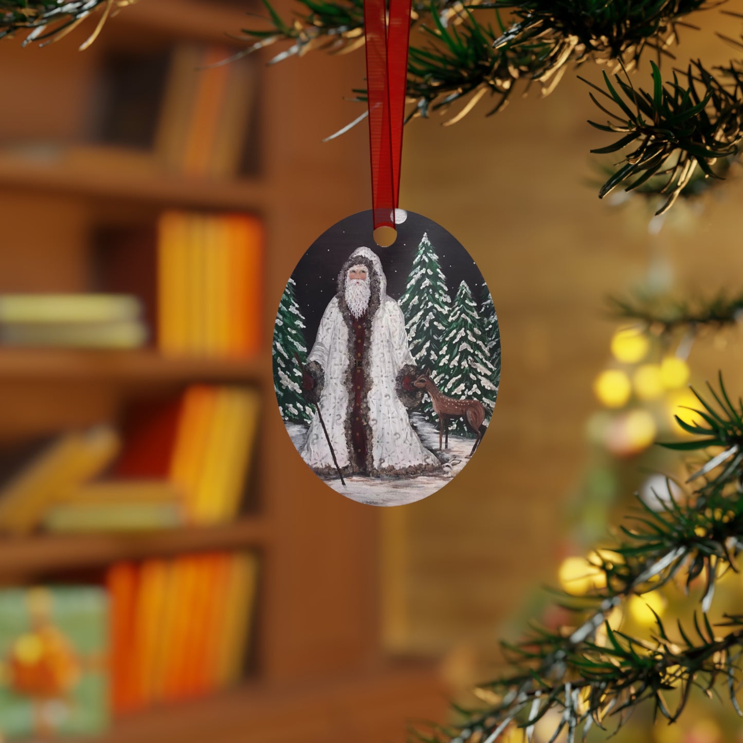 2016 SANTA WITH FAWN (Christmas Ornament)