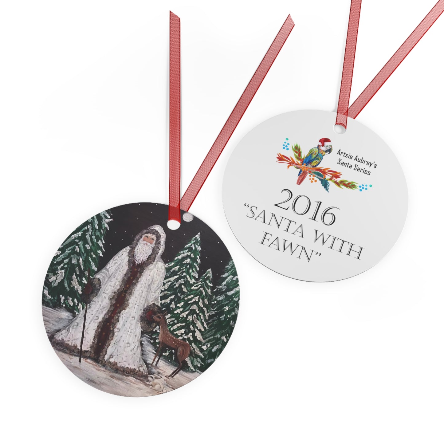 2016 SANTA WITH FAWN (Christmas Ornament)