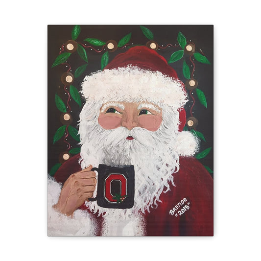 2015 SANTA WITH OSU MUG (Canvas Print)