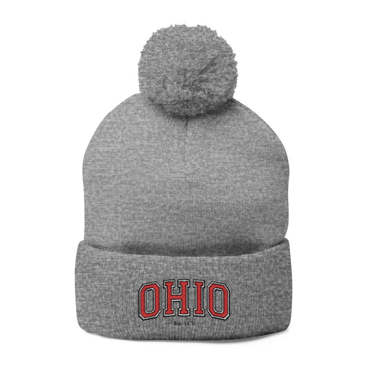 Ohio Embroidery Cozy Pom-Pom Knit Cap