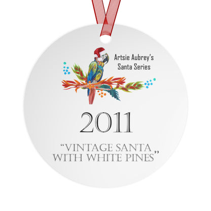 VINTAGE SANTA WITH WHITE PINE (Christmas Ornament)