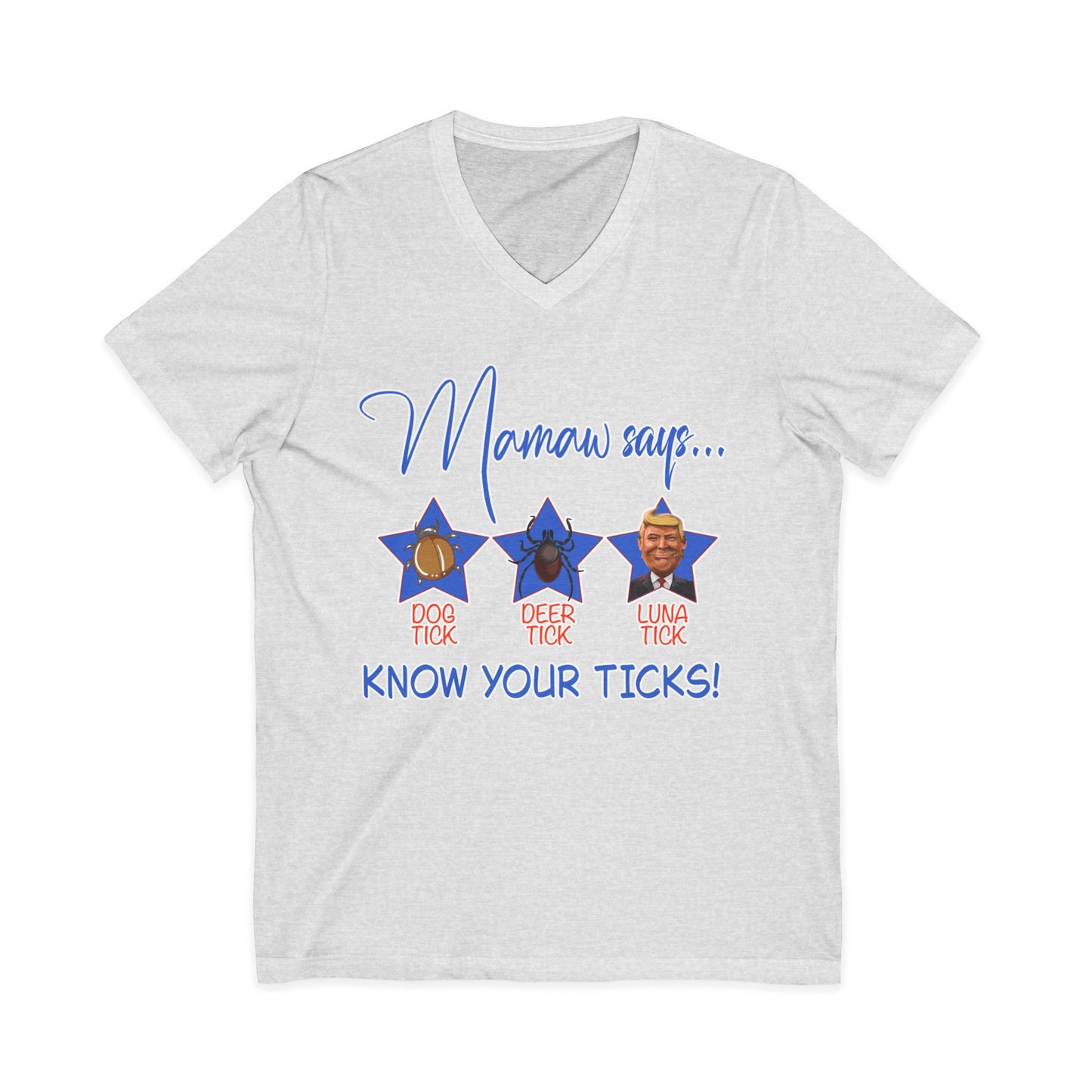 Know Your Ticks V-Neck Tee — Funny Tick Identification Shirt