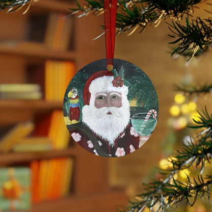 2010 Tropical Santa Metal Ornament