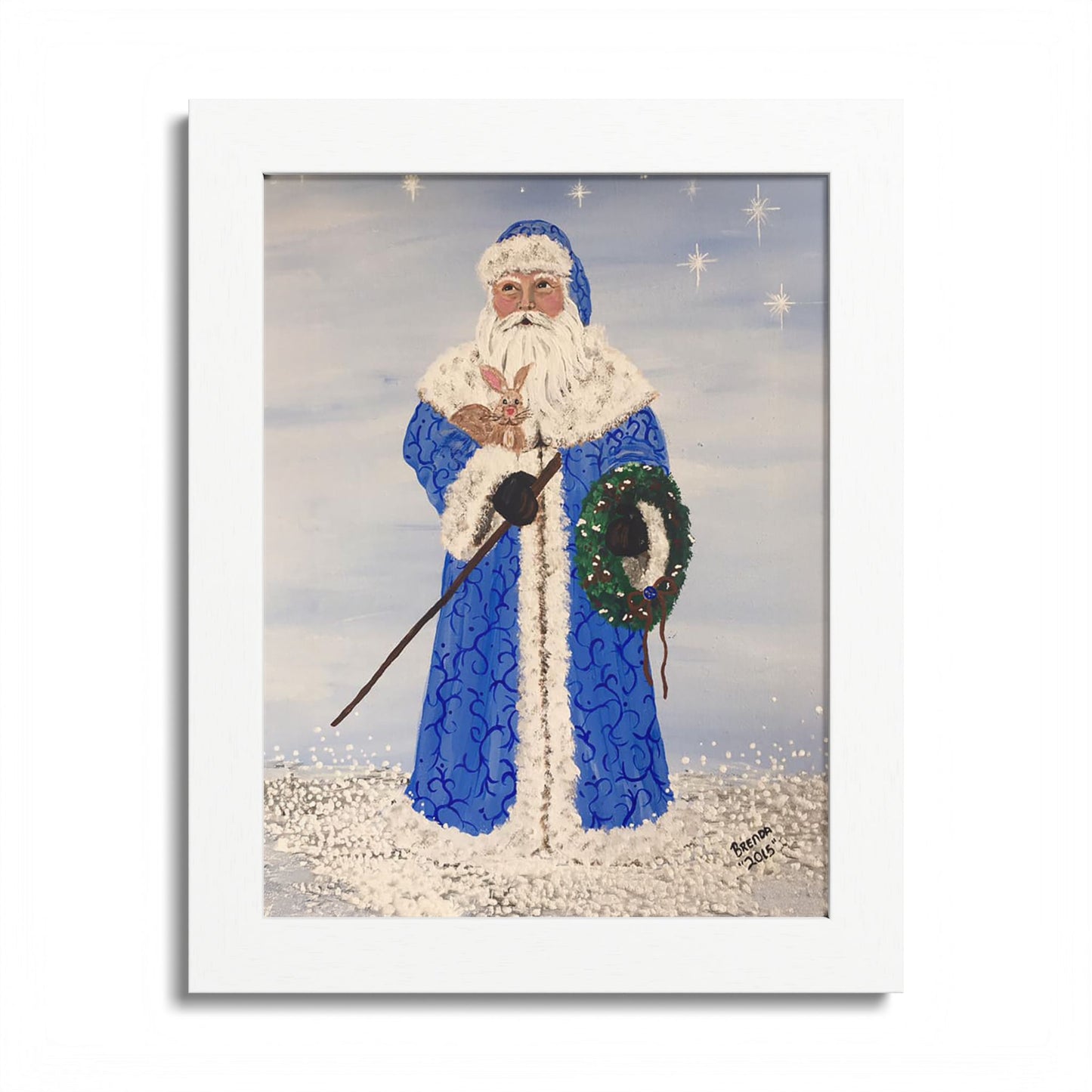 2015 BLUE SANTA (Framed Print)