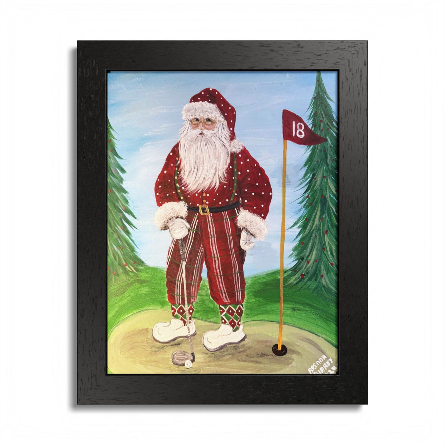 2024 GOLFING SANTA (Framed Print)