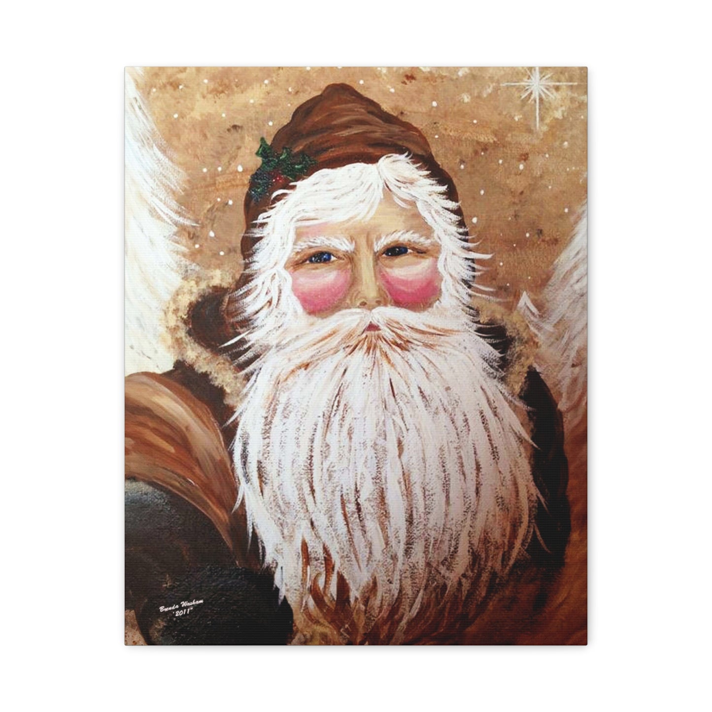 2011 VINTAGE SANTA WITH WHITE PINES (Canvas Print)