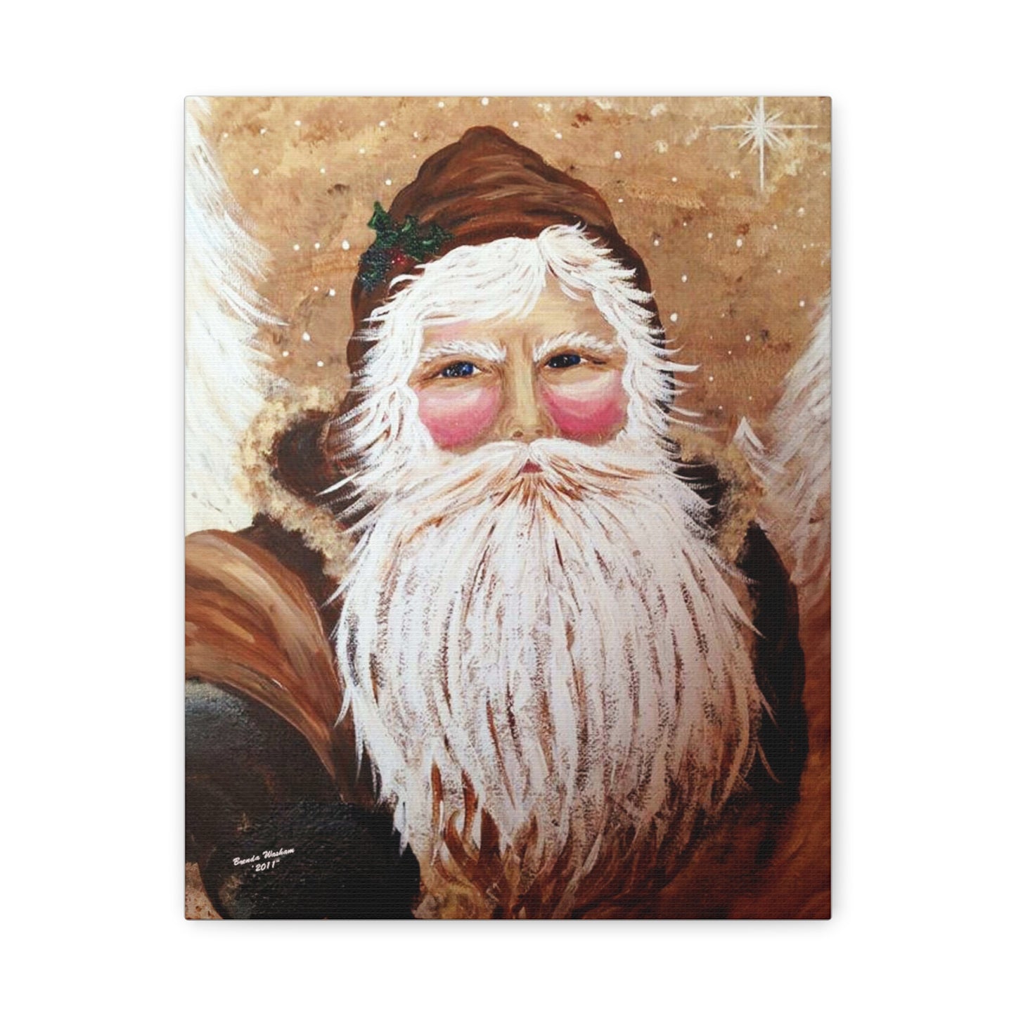 2011 VINTAGE SANTA WITH WHITE PINES (Canvas Print)
