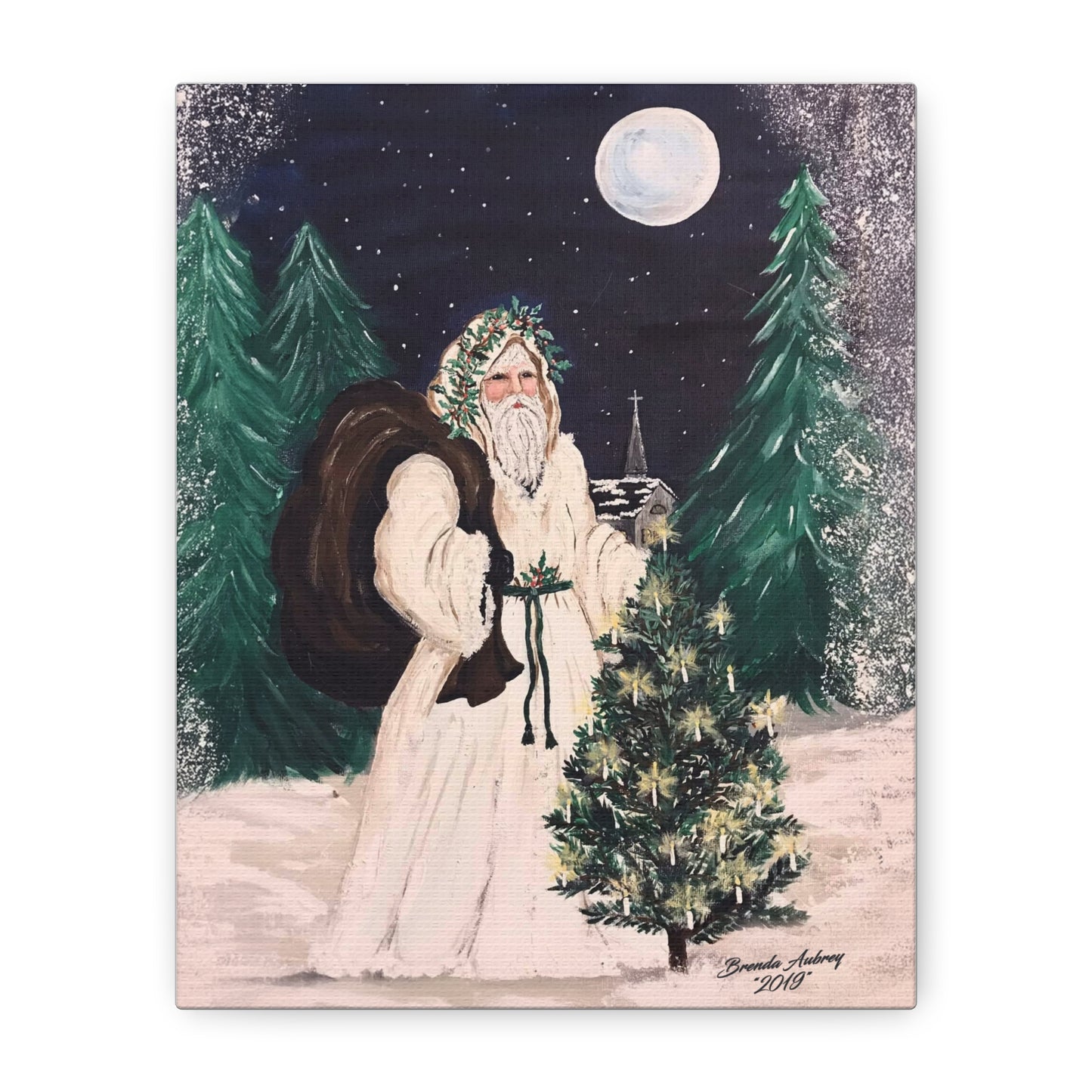 2019 MOONLIGHT SANTA (Canvas Print)