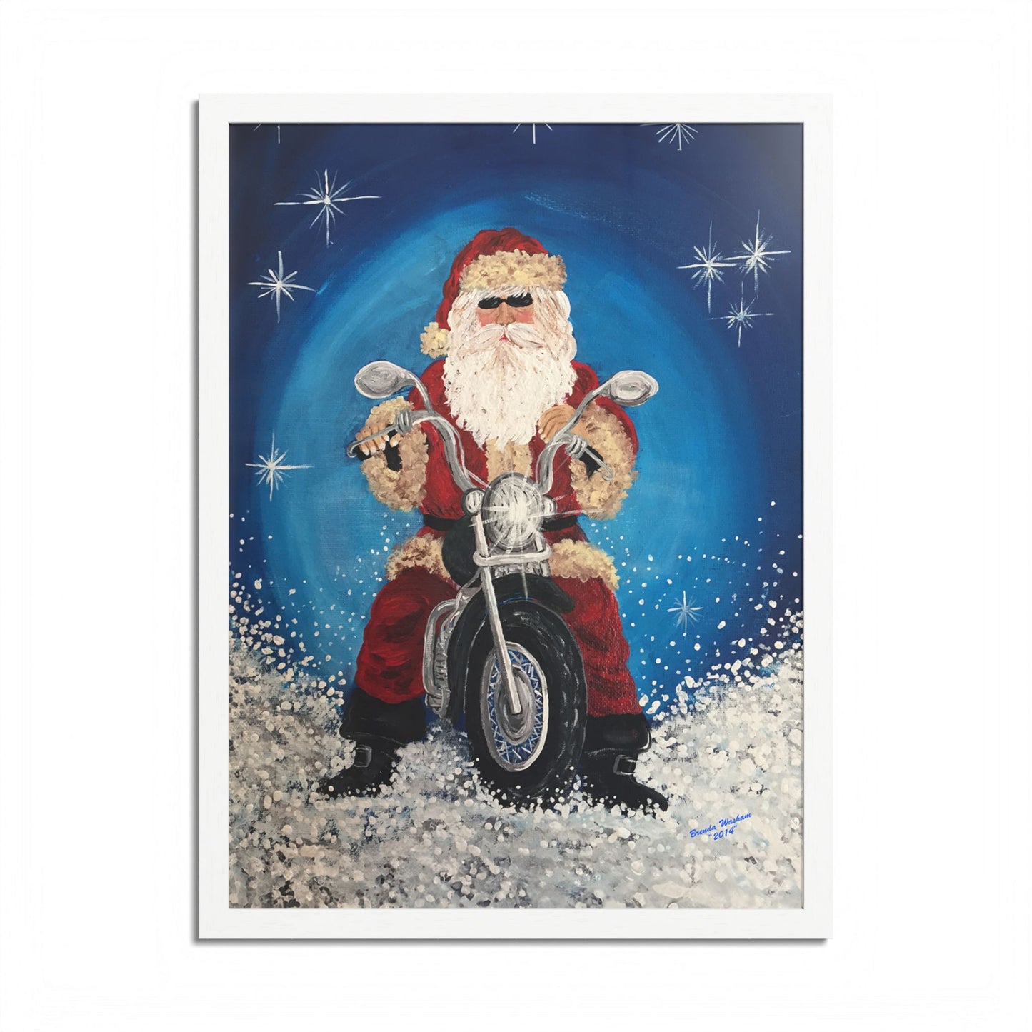 2014 BIKER SANTA (Framed Print)