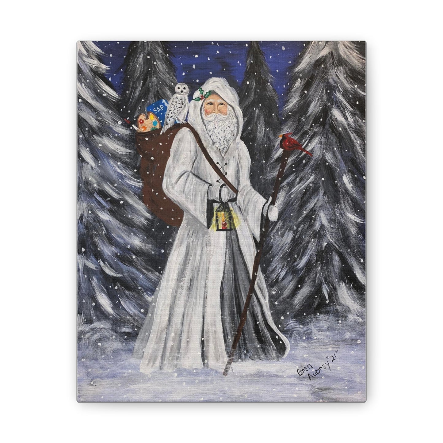 2021 White Dressed Santa with Cardinal