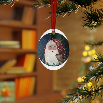 2012 SANTA WITH DEER (Christmas Ornament)