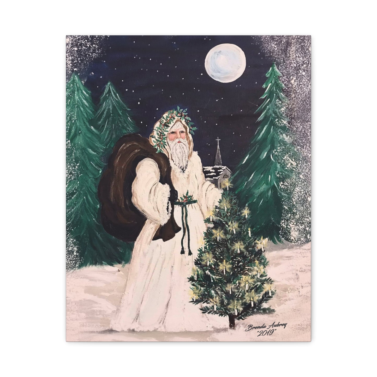 2019 MOONLIGHT SANTA (Canvas Print)