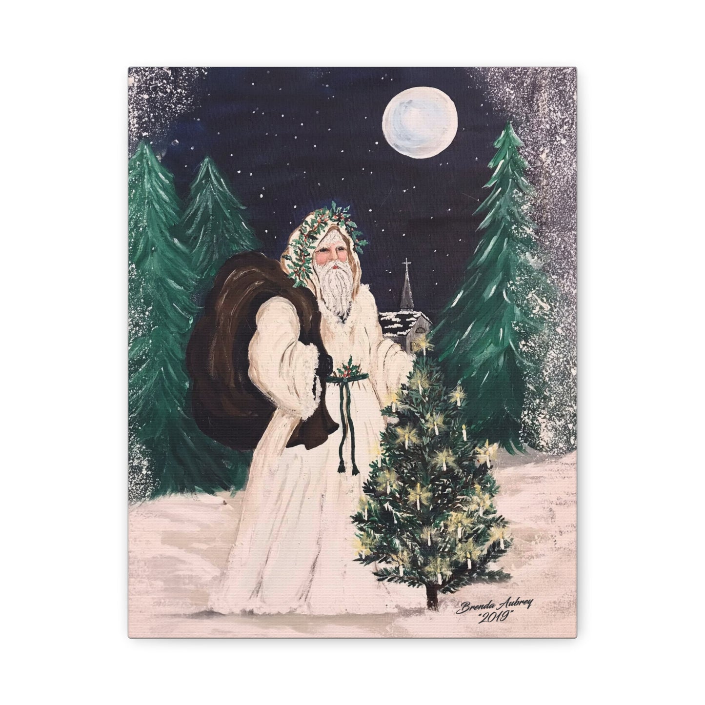 2019 MOONLIGHT SANTA (Canvas Print)