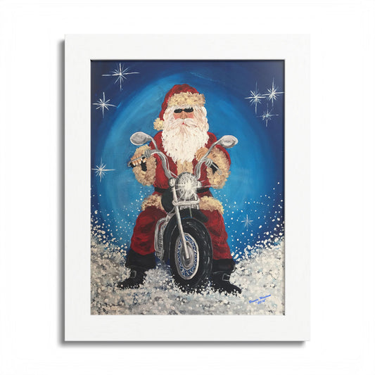 2014 BIKER SANTA (Framed Print)