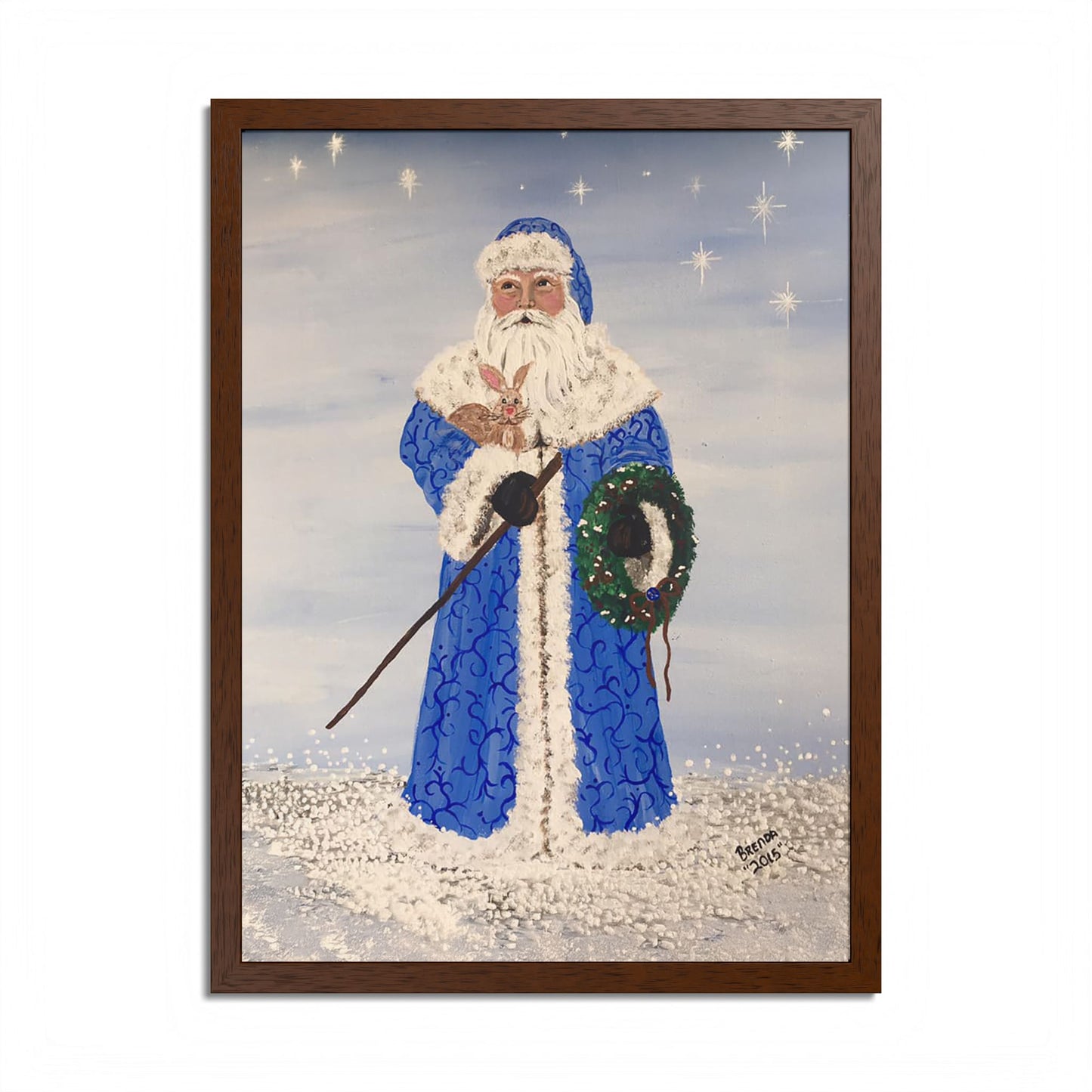 2015 BLUE SANTA (Framed Print)