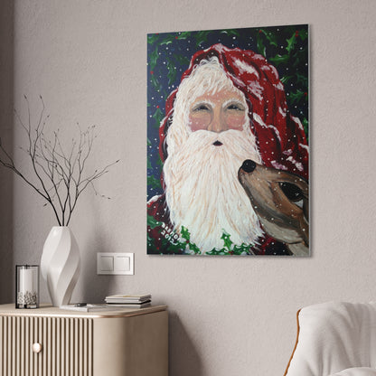 2012 Santa with Deer Canvas Wall Art