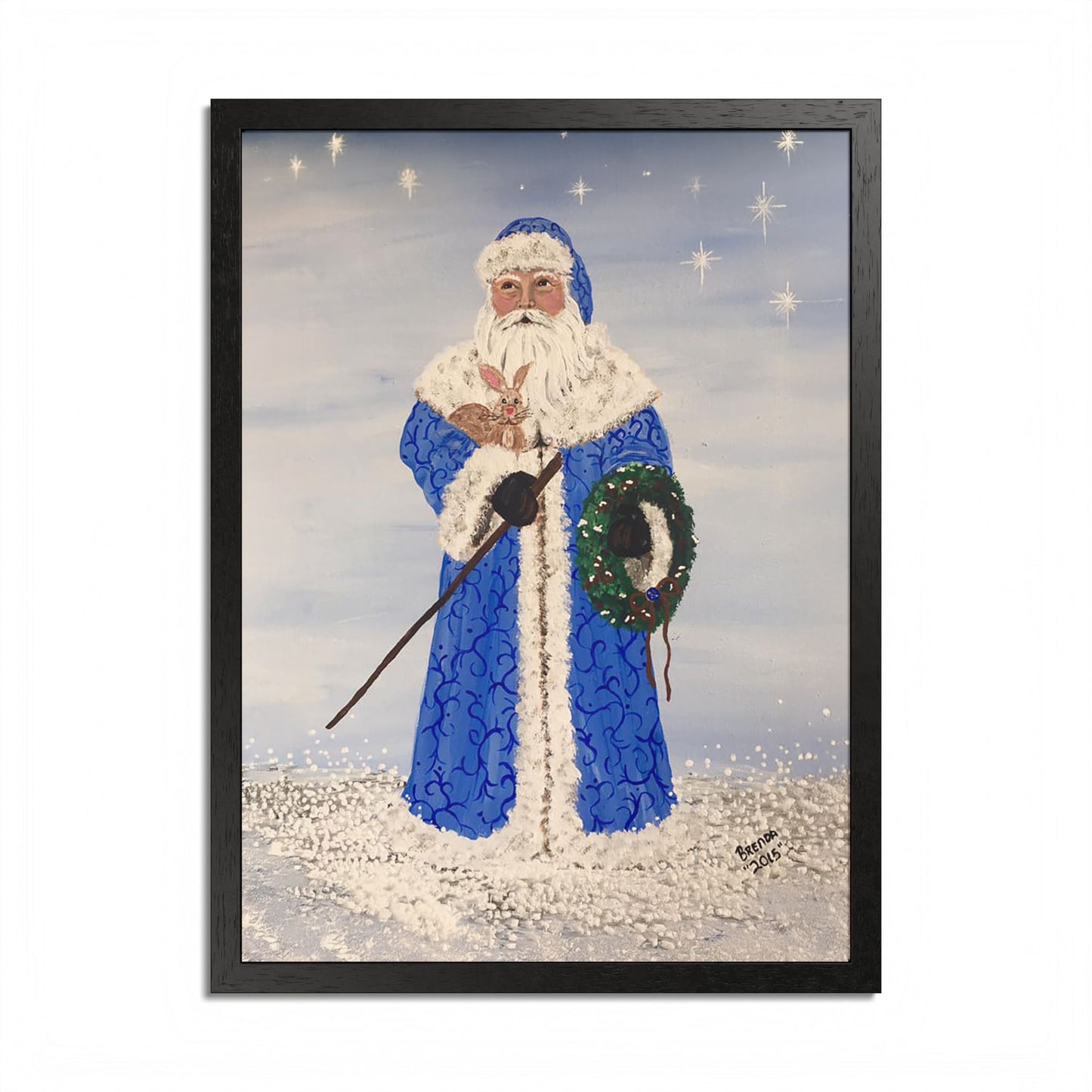 2015 BLUE SANTA (Framed Print)