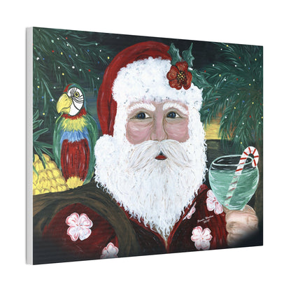 2010 Tropical Santa with Drink, Canvas Print