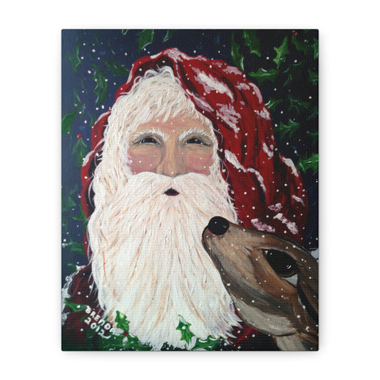 2012 SANTA WITH DEER (Canvas Print)