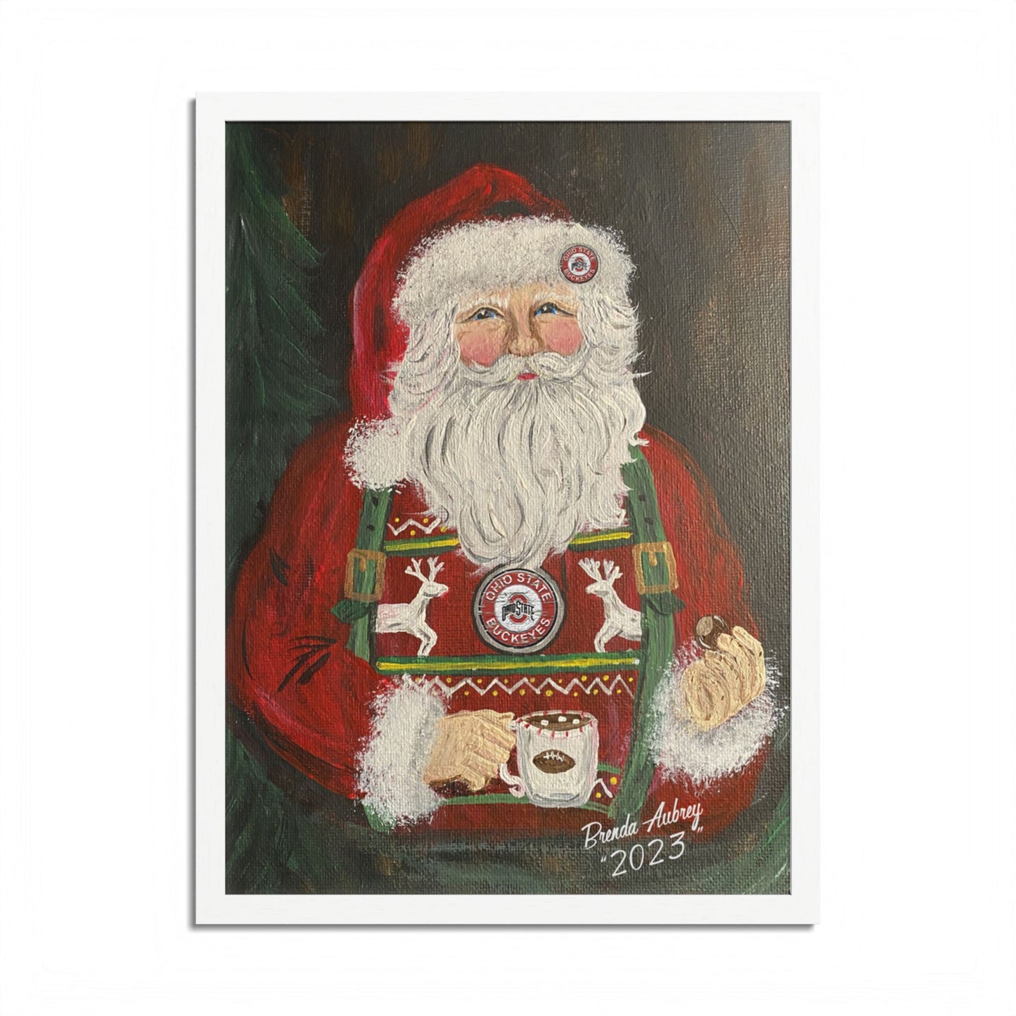 2023 BUCKEYES & SUSPENDERS SANTA (Framed Print)