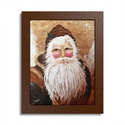 2011 VINTAGE SANTA WITH WHITE PINES (Framed Print)