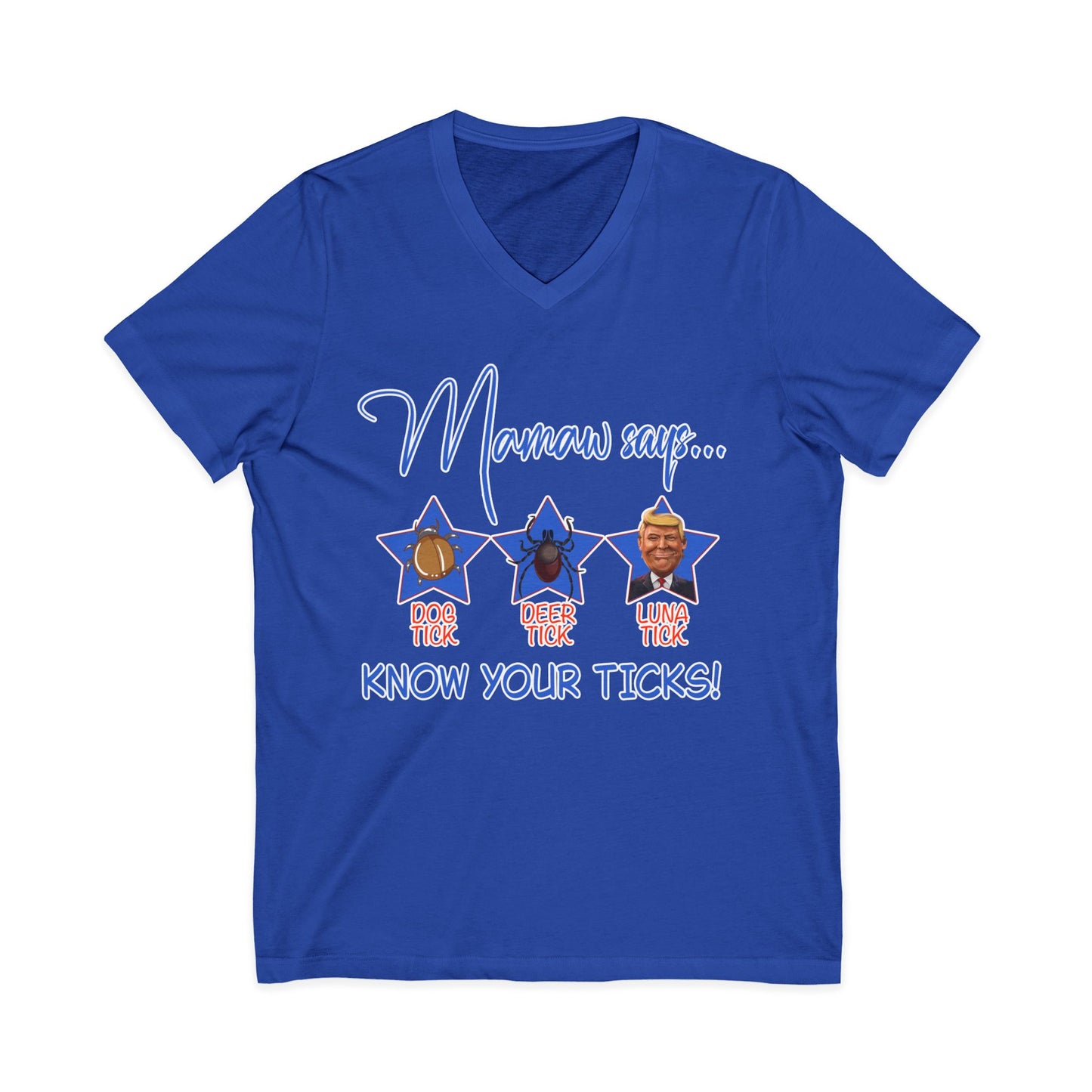 Know Your Ticks V-Neck Tee — Funny Tick Identification Shirt