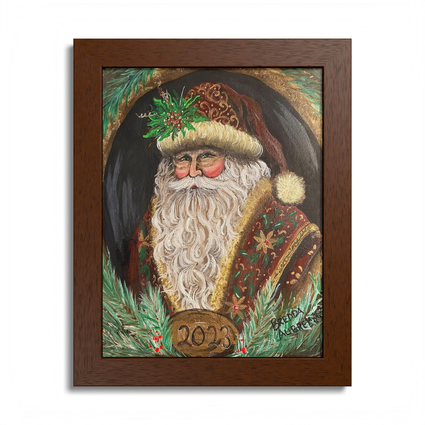 2023 VINTAGE BROWN SANTA (Framed Print)