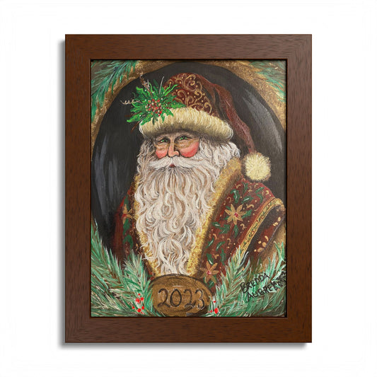 2023 VINTAGE BROWN SANTA (Framed Print)