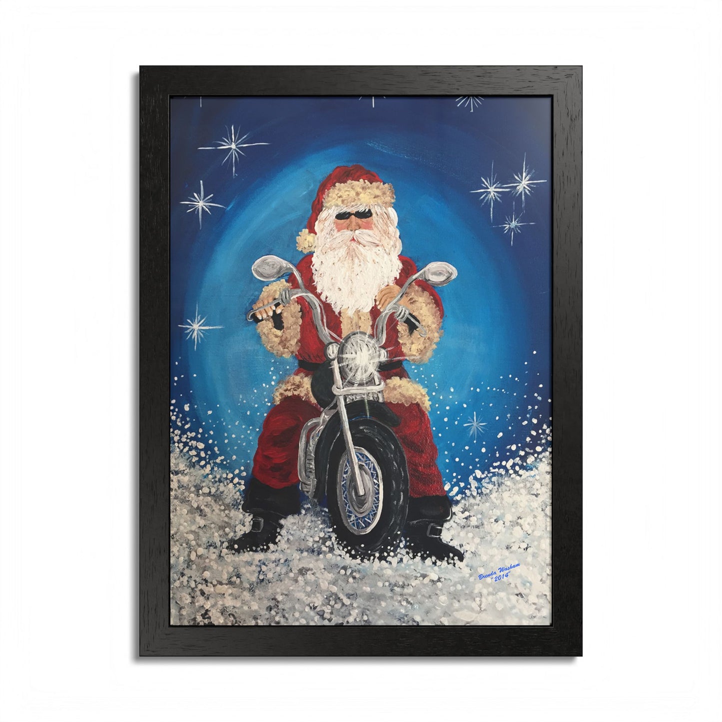 2014 BIKER SANTA (Framed Print)