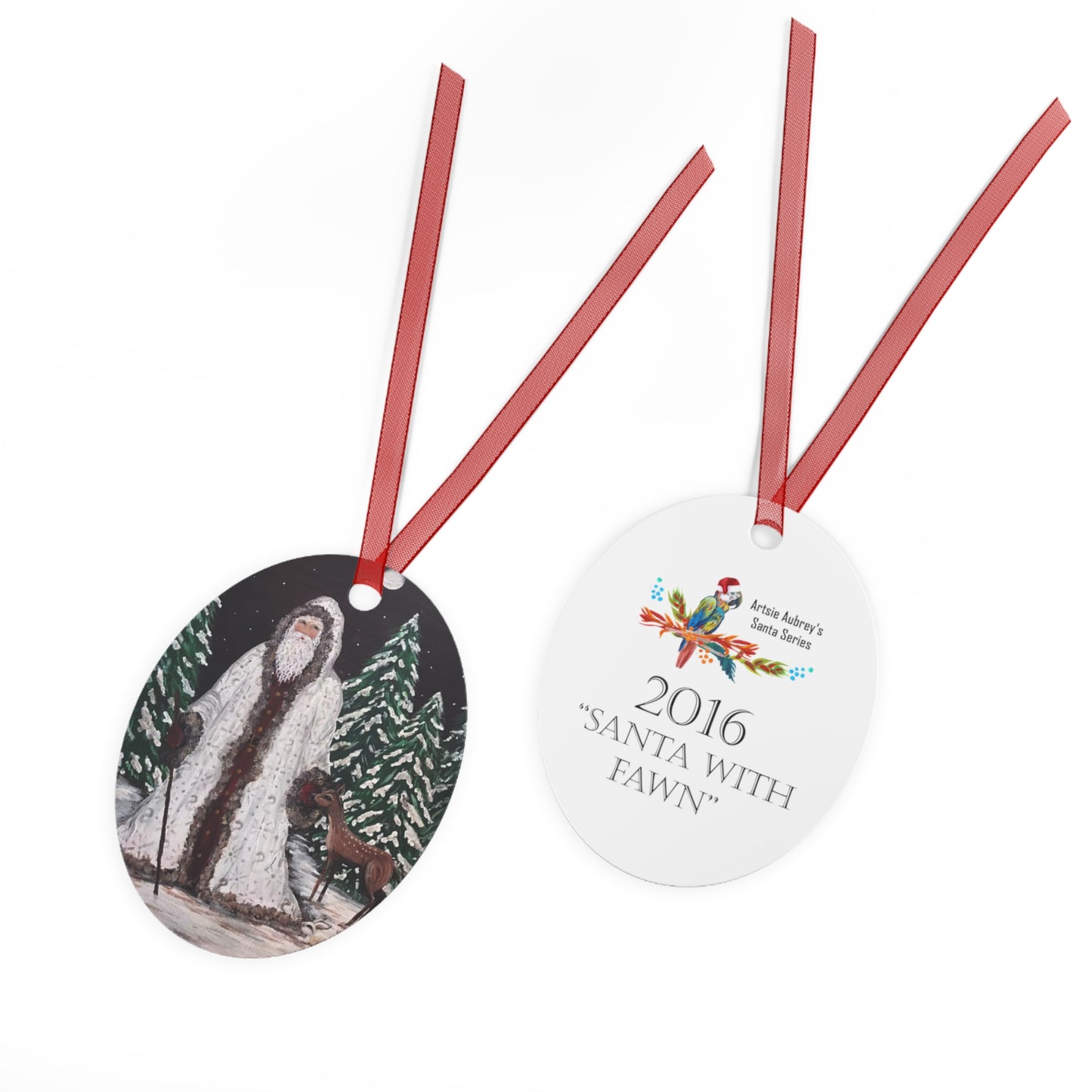 2016 SANTA WITH FAWN (Christmas Ornament)