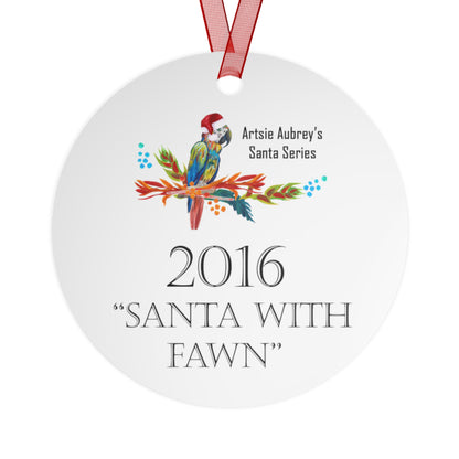 2016 SANTA WITH FAWN (Christmas Ornament)