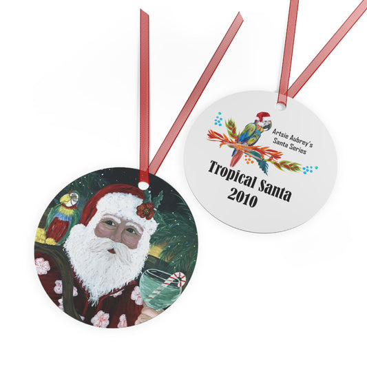 2010 Tropical Santa Metal Ornament