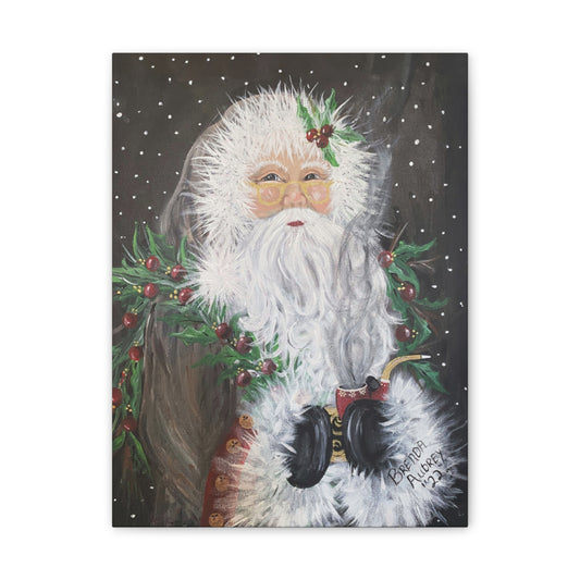 2022 Santa Claus with Pipe Canvas Art - Christmas Wall Art