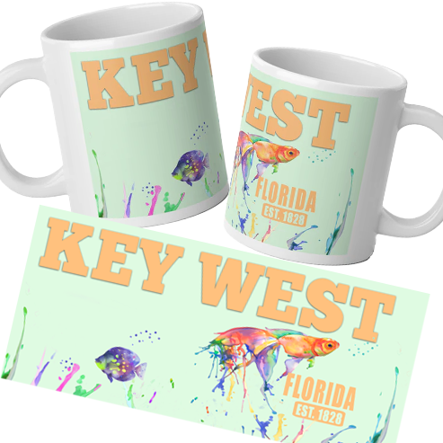 Key West Watercolor Fish Jumbo Mug