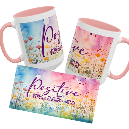 Positive Vibes Coffee Mug, Floral Gift for Friends